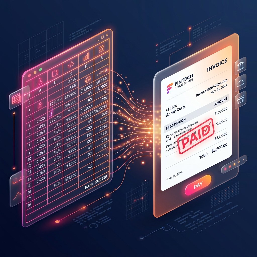 Transition from cluttered spreadsheets to modern online invoices